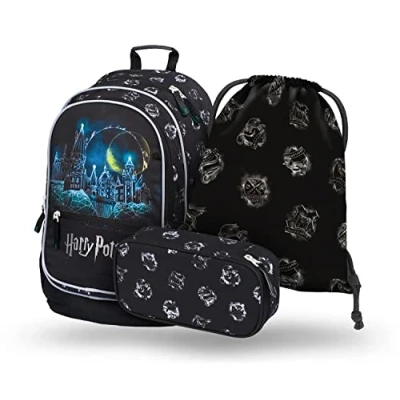 Afbeelding van Baagl set van 3 schoolrugzakken, Schooltas voor basisschool, basisschool met borstband, ergonomische schooltas, Harry Potter Hogwarts, schooltassenset,
