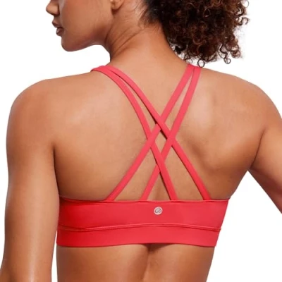 Afbeelding van CRZ YOGA Sportbeha voor dames, yoga, fitness, afneembaar, zonder beugel, karmozijnrood