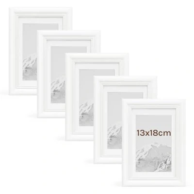 Afbeelding van Fotolijst, houten lijst met glasplaat, set van 5 stuks