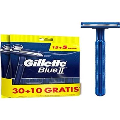 Afbeelding van Gillette Blue II Scheerapparaat voor heren, wegwerpscheermesjes met vaste kop, 30 + 10 gratis, 40 stuks