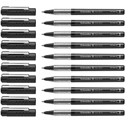 Image de Schneider Xtra 823 Stylo roller Pointe conique en acier inoxydable 0,3 mm/noir Lot de 10 Import Allemagne