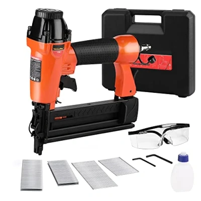 Afbeelding van ValueMax Multifunctionele 2 in 1 pneumatische nietmachine met opbergdoos 18GA 200 nietjes en nagels, ideaal voor knutselen, decoratie, muur, wandtapijt, hout