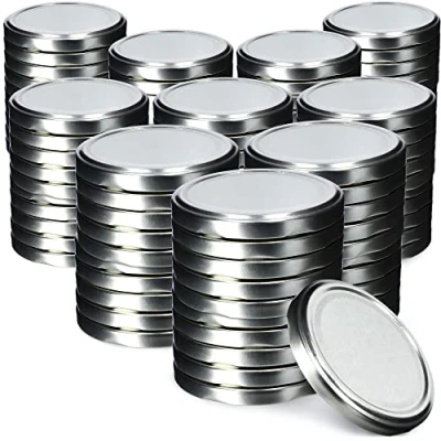 Afbeelding van KADAX 100 stuks schroefdeksels fi82 mm metaal reservedeksel voor inmaakpotten, deksels met 6 sluittanden potten en bokalen zilver