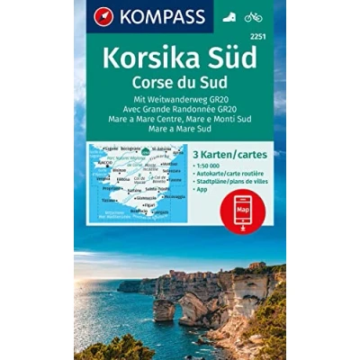 Afbeelding van KOMPASS Wanderkarten Set 2251 Korsika Süd. Mit Weitwanderweg GR20 / Corse du Sud. Avec Grande Randonnée (3 Karten) 1:50.000