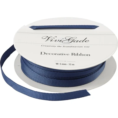 Afbeelding van Vivi Gade Decoratielint Grosgrain 5 Mm / 15 Meter Donkerblauw