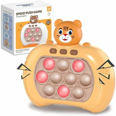 Afbeelding van Azyh Snel duwspel voor kinderen en volwassenen, snelle puzzelspelmachine, anti stress speelgoed, verjaardagscadeau jongens (gele tijger)