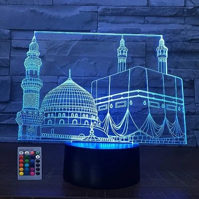 Afbeelding van HPBN8 Ltd 3D Illusie Lslamitisch Kasteel LED Lamp Art Deco Verlichting Decoratie Afstandsbediening 7/16 Kleuren Verandering USB Powered Kids Cadeau Verjaardag Kerstmis