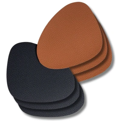 Afbeelding van Jay Hill Onderzetters Vegan leer Zwart / Cognac Organic dubbelzijdig 13 x 11 cm 6 stuks