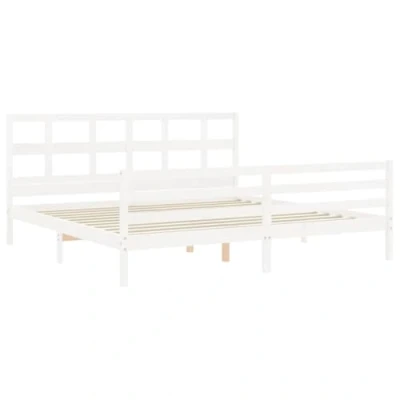 Afbeelding van Bedframe Met Hoofdbord Massief Hout 200X200 cm 200 x / Wit