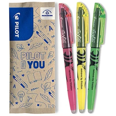 Afbeelding van Pilot Frixion FLW538639 markeerstiften, afwasbaar, geel/groen/roze, 3 stuks