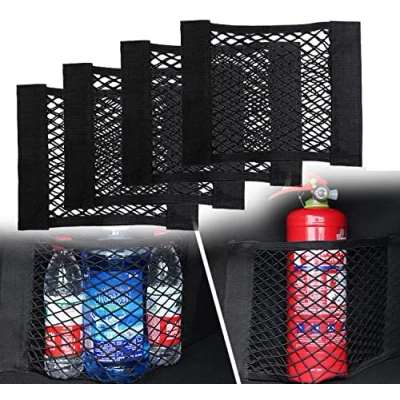 Afbeelding van 4pcs Auto Bagagenet, Universeel Kofferbaknet Beschermnet Elastisch Voor De Kofferbak, Opbergnet Van Nylon, 30 X 25 Cm, Meeste Voertuigtypen Met Opbergtas