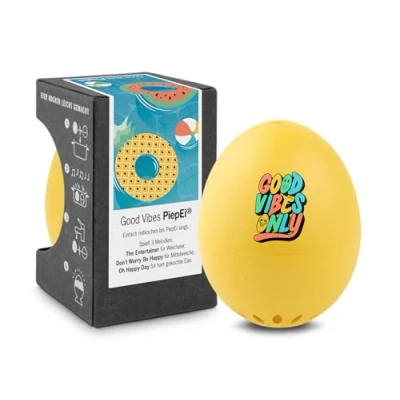 Afbeelding van Good Vibes PiepEi Zingende eierwekker om te koken Eierkoker voor 3 hardheidsniveaus Cadeau een goed humeur Grappig kookei Muziek Eggtimer Brainstream