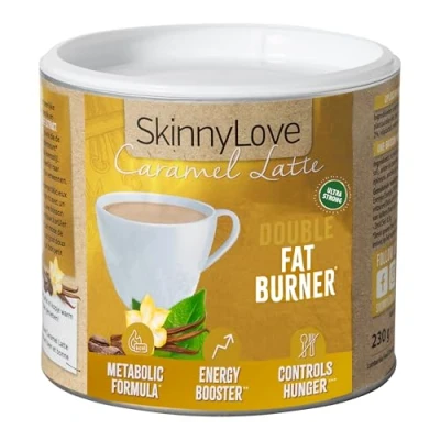 Afbeelding van Skinnylove Caramel Latte Koffie Double Fat Burner Buikvetverbrander Oploskoffie Afslankkoffie