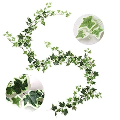 Afbeelding van Veryhome Kunstzijden klimop om aan de muur te hangen voor feest, bruiloft, groene bladeren, tuin, huis, bladplanten (groen)