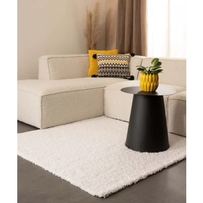 Afbeelding van Vierkant Hoogpolig Tapijt/Vloerkleed Shaggy Trend Effen Wit 160x160 Cm