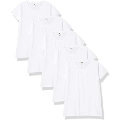 Afbeelding van Fruit of the Loom Valueweight T shirt voor dames, 5 stuks, Wit 30