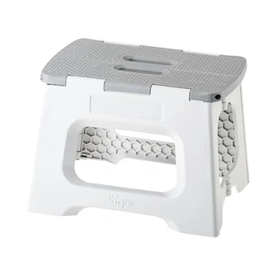 Afbeelding van VIGAR Opvouwbare opstapkruk 23 cm met handgrepen, polypropyleen, grijs, 32 x 26