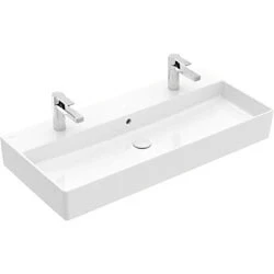 Afbeelding van Villeroy &amp; Boch Memento 2.0 dubbele wastafel wit (100 x 47 cm) 2x 1