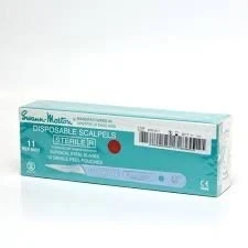 Afbeelding van Swann Morton mesjes steriel met handvat Nummer: 11 Lichtgroen / RVS Kunststof mesje Disposable scalpels Scalpelmesje inclusief