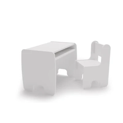 Afbeelding van KOBI Set tafel + 2 stoelen Voor kinderkamer kinderen meisjes en jongens Schildertafel Kindertafel (tafel 1 stoel wit)