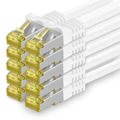 Afbeelding van 1aTTack.de Cat.7 netwerkkabel Cat7 ethernetkabel netwerk internet DSL modem router hub patchkabel LAN kabel ruwe 10 Gb/s (SFTP PIMF LSZH) set met Rj 45 stekker Cat.6a 1m Weiß Stück