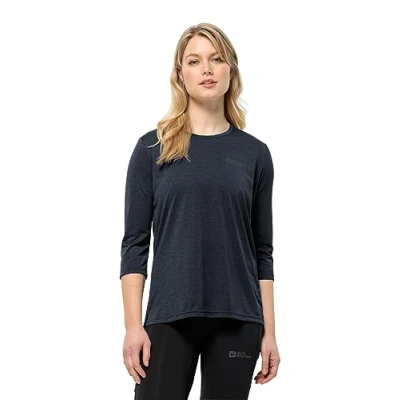 Afbeelding van Jack Wolfskin Crosstrail 3/4 T W Longsleeve, Dames, Maat: Medium, Night blue