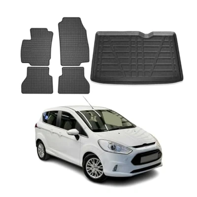 Afbeelding van OMAC kofferbakmat, allweather geschikt voor Ford B Max 2012 2022, 3D pasvorm, hoge rand, rubber, all weather, zwart TPE kunststof
