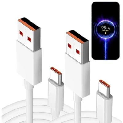 Afbeelding van Turbo Charge USB C kabel 120 W Max voor Xiaomi. Pack met 2 6A 120W Hyper por Xiaomi, Redmi, Black Shark, Poco. Mi 67w