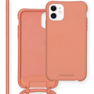 Afbeelding van iMoshion hoesje Geschikt voor iPhone 11 met koord Siliconen Oranje