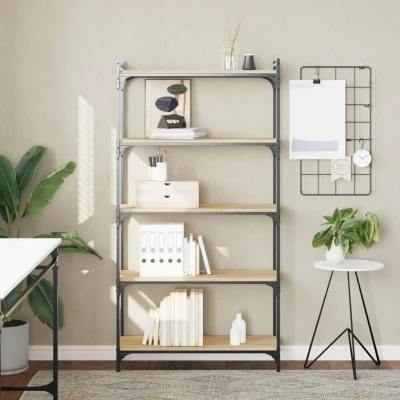Afbeelding van Boekenkast 5 laags 80x30x154 cm bewerkt hout sonoma eikenkleur