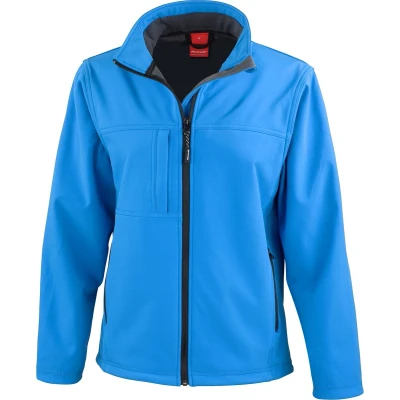 Afbeelding van Dames Classic Softshell Outdoorjas Result maat S Azuurblauw