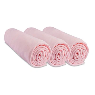 Image de Lot de 3 draps housse bébé jersey coton 40x80 extensible à 40x90 Couleur unie Rose