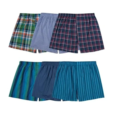 Afbeelding van Fruit of the Loom Tag free Boxer Shorts (Knit &amp; Woven) Boxershorts voor heren (6 stuks), Geweven 6 stuks verschillende kleuren