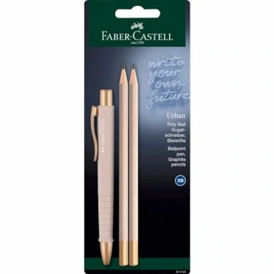 Afbeelding van FABER CASTELL 241123 Schrijfset lichtroze met Poly Ball Urban balpen en 2 potloden