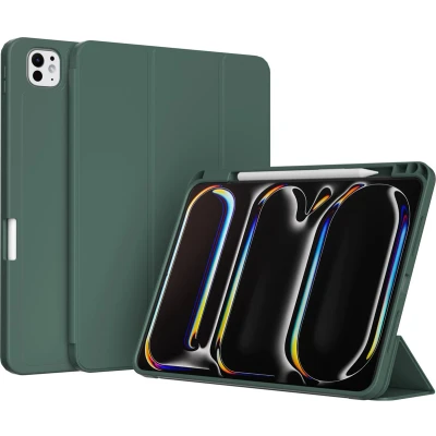 Afbeelding van Accezz Smart Silicone Bookcase voor de Apple iPad Pro 11 (2024) M4 Donkergroen