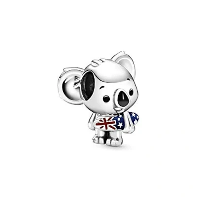 Afbeelding van Pandora Australische koala bedel sterling zilver met rood, blauw en zwart email, Metaal, Niet van toepassing