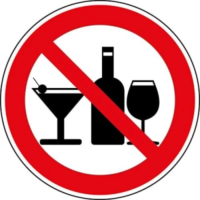 Afbeelding van easydruck24de Sticker verboden voor alcoholische dranken I Ø 9,5 cm hin_091 Alcoholverbod waarschuwingssticker