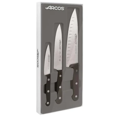 Afbeelding van Arcos Set van 3 basic keukenmessen met roestvrijstalen lemmet en handvat polyoxymethyleen, vaatwasmachinebestendig, universeel assortiment, kleur: zwart