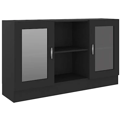 Afbeelding van vidaXL Vitrinekast, composiethout, 120 x 30,5 70 cm, zwart