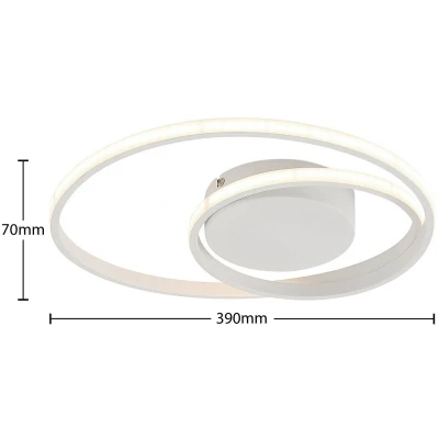 Afbeelding van Lindby LED plafondlamp met dimmer 1licht ijzer, aluminium, polycarbonaat H: 7 cm mat wit Inclusief lichtbron