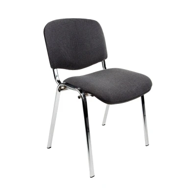Afbeelding van Vergaderstoel of conferentiestoel basic chroom frame zonder armleuningen Antraciet stof