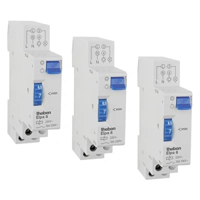 Afbeelding van Theben MP008002 ELPA 8 trapverlichtingstimer, trappenhuis tijdschakelaar, traptimer, elektromechanisch, trappenhuisverlichtingstimer, wit, set van 3