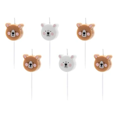 Afbeelding van Partydeco Taartkaarsjes set 6st. Beer