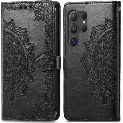 Afbeelding van iMoshion Hoesje Geschikt voor Samsung Galaxy S24 Ultra Met Pasjeshouder Mandala Bookcase Zwart