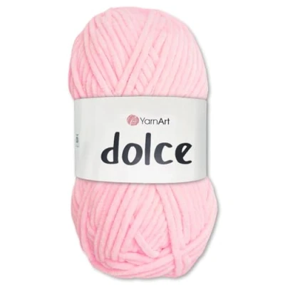 Afbeelding van Frida&#039;s Wollhaus YarnArt Dolce 796 Chenille wol voor breien, haken en amigurumi, 100 g, 64 kleuren, babyroze