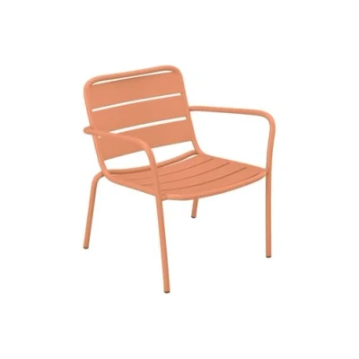Afbeelding van Vente unique Opstapelbare lage tuinfauteuil van metaal Perzikkleurig MIRMANDE MYLIA L 60 cm x H 71.5 D 67.5