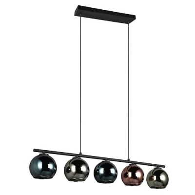 Afbeelding van REALITY SHELDON Hanglamp Zwart met multicolor glas