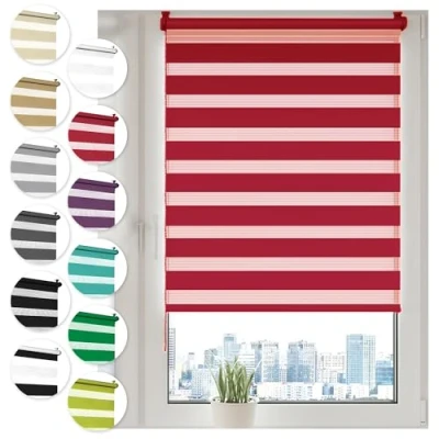 Afbeelding van Sonello rolgordijn voor dag en nacht, klembevestiging, zonder boren, 110 cm x 130 cm, Rogue, eenvoudig te installeren met clips ramen of deuren, zebra rolgordijn, zonwering, van