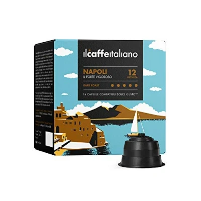 Afbeelding van FRHOME 96 koffiecapsules compatibel met Nescafé Dolce Gusto Koffiemengsel Napoli intensiteit 12 Il Caffè Italiano