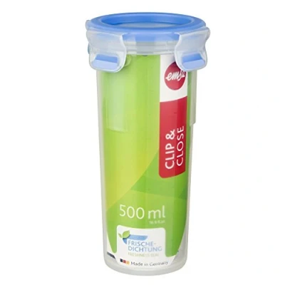 Afbeelding van Emsa 508554 vershouddoos rond of beker met deksel, 0,50 l, transparant/blauw, clip &amp; close